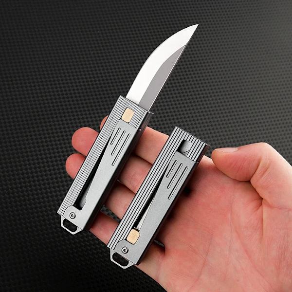 Mini blad aluminium legering håndtak kniv tyngdekraftslås utendørs bærbar unboxing selvforsvar ny liten kniv