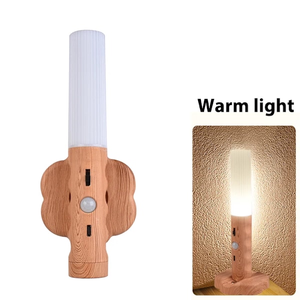Træ LED Nat Lys Trådløs Type-c USB LED Væg Lampe Køkken Skab Lys Skab Lys