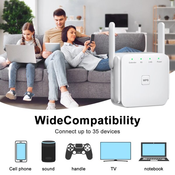 Trådløs WiFi Repeater 2,4G 5GHz Wifi Signal Forsterker Extender Ruter Nettverk Wlan WiFi Repetidor