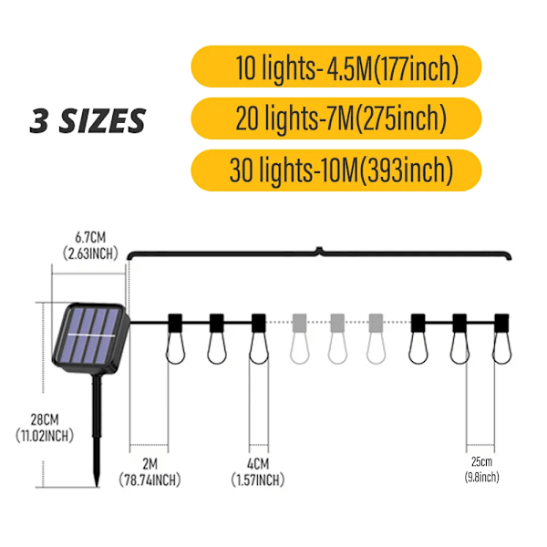 LED Solar String Lights IP65 Vattentät Utomhus Jul Dekoration Glödlampa