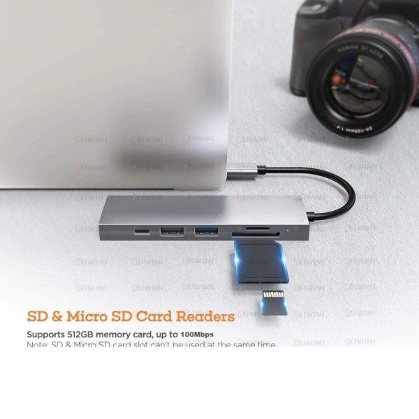 USB 3.1 Type-C Hub Til HDMI Multi Splitter Adapter 4K Thunderbolt 3 USB C Hub med TF SD Reader Slot