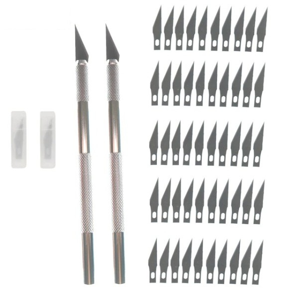Gravering Halkfri Metal Skalpell Kniv Kit + 50/20/10/5st #11 Blad Kutter Hantverk Kniv