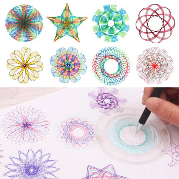 33 kpl Spirograph Design Arts Craft Kit Classic Amazing Designs Rainbow Magic Scratch