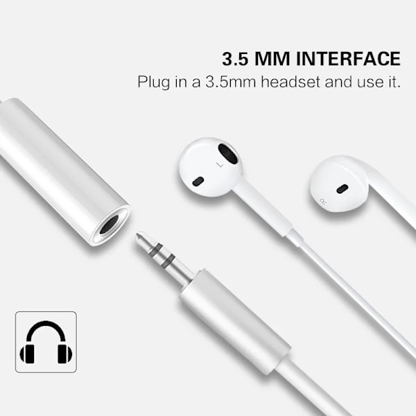 Belysning Hörlurar Adapter för IPhone 3,5 Mm Jack AUX Ljud kabel
