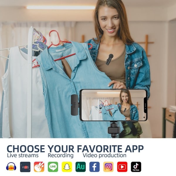 Trådløs Lavalier Opptak Mikrofon