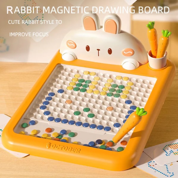Kanin magnetisk tegning bræt gulerod magnet pen børn genanvendelig tegning legetøj