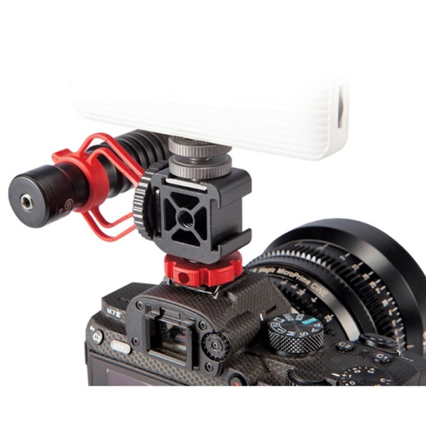 Triple Cold Shoe 1/4'' Screw Adapter Extend Microphone Fill Light Monitor Magic Arm DSLR Kamera Tilbehør