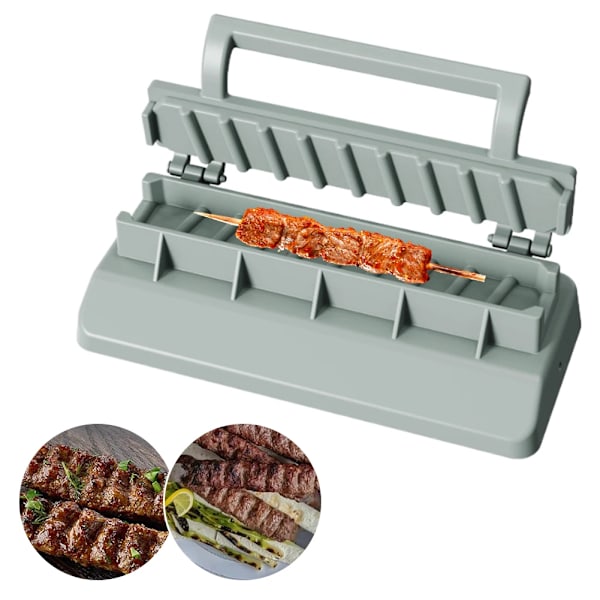 Plast Manuell Kabob Form Bärbar Återanvändbar Grill Kött Spett Maskin BBQ Kompanjon för hem kockar