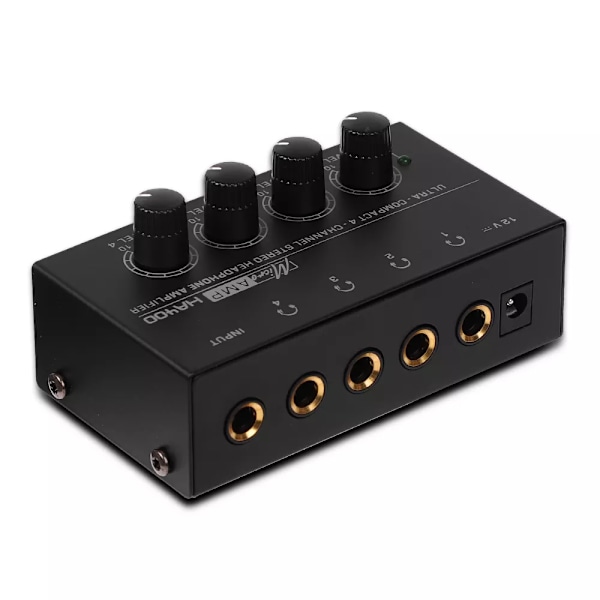 Professionell 4 kanaler Mini o Stereo Hörlurar Förstärkare HA400 Ultrakompakt Ljud förstärkare Med Ström Adapter