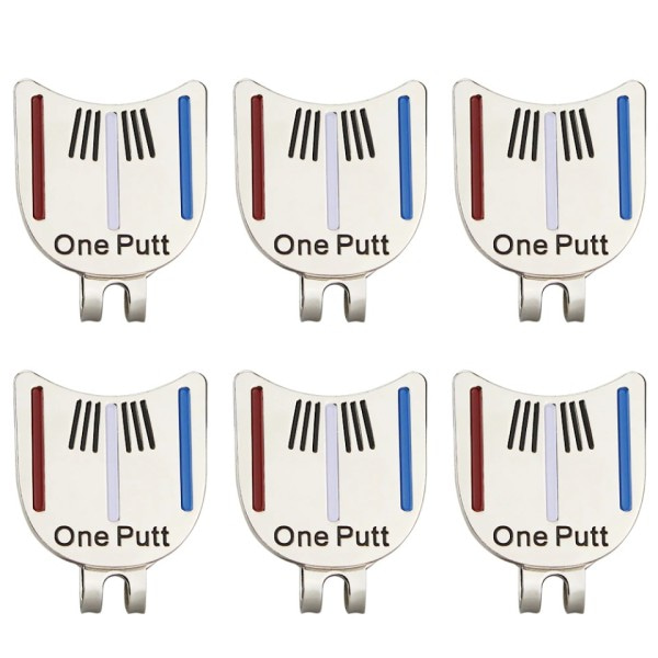 6 Pieces One Putt Design Golf Ball Mark plus Magnetic Golf Hat Clip Golf Marker