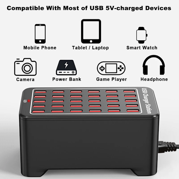 USB Laddare 30 Portar HUB