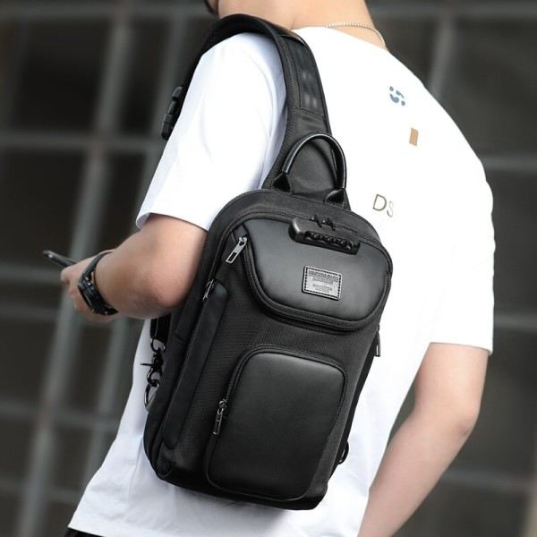 Herr Mode Vattentät Multifunktion Crossbody Skulder väskor Pack Messenger Bröst väskor