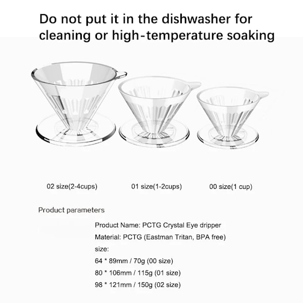 Kristall Ögon dripper kaffe dripper häll över kaffebryggare Konisk kaffe filter kopp