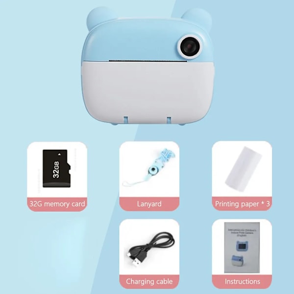Børn Digital Kamera Instant Print til Børn Thermal Print Kamera Instant Foto Udskrivning Kamera Video Legetøj