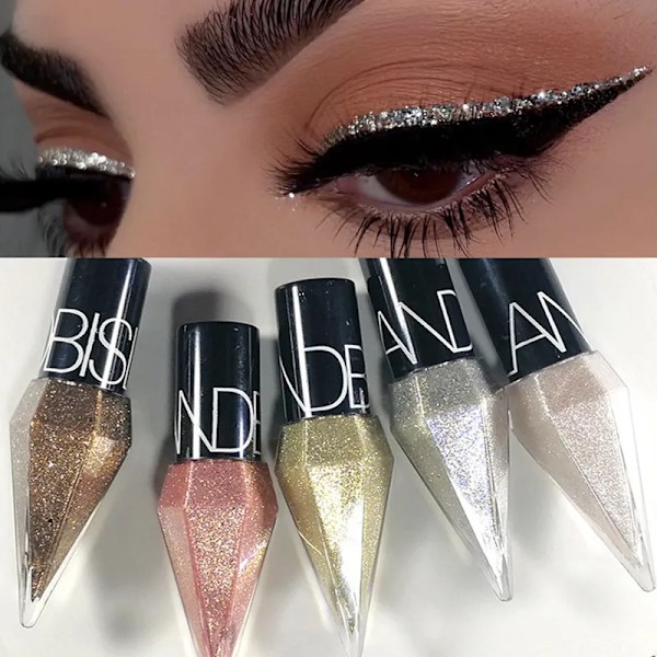Diamant glänsande ögonliners ögonskugga vattentät silver rosa guld färg glitter paljetter eyeliner