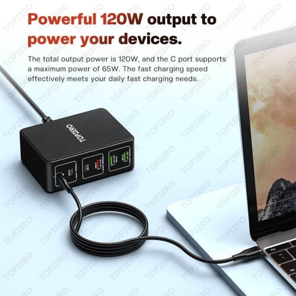 120W USB Laddare 6 Portar Desktop Laddningsstation Telefon Laddare För iPhone 14 Pro Max Samsung 65W Snabb Laddare