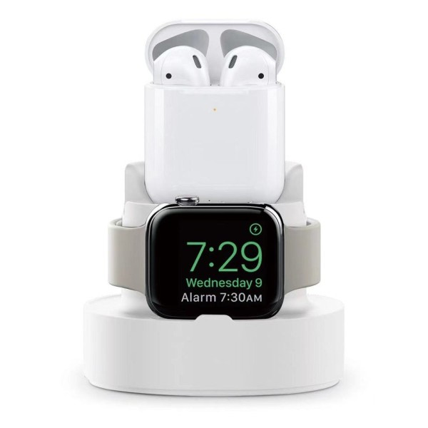 3 In 1 Puhelin kello nappikuuloke Silikoni lataus teline I IPhone 11 12 Pro Max IWatch Airpods telakka asema