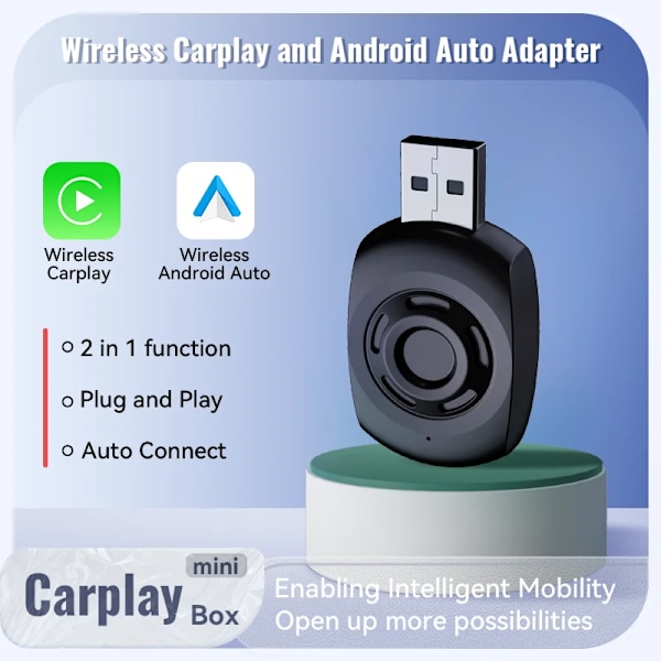 Wireless Android Auto Carplay Adapter 2 In 1 AI Box Car Wired To Wireless USB Dongle