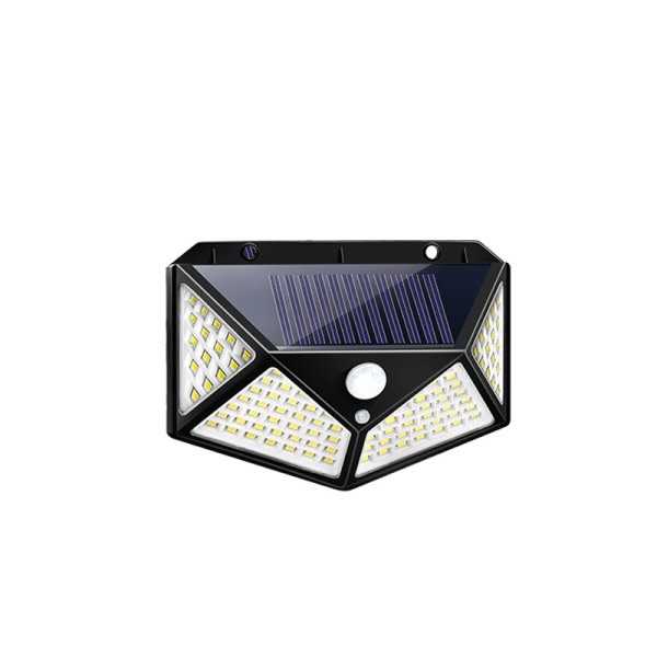 100 LED Solar Strøm Vegg Lys Bevegelse Sensor Vanntett Utendørs Hage Lampe