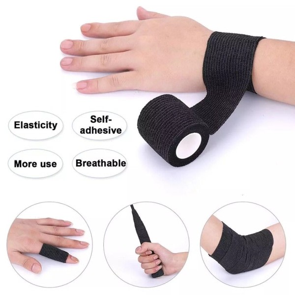 20 stykker sort tatovering greb bandage cover omslag tape nonwoven vandtæt selv klæbende finger beskyttelse tatovering tilbehør