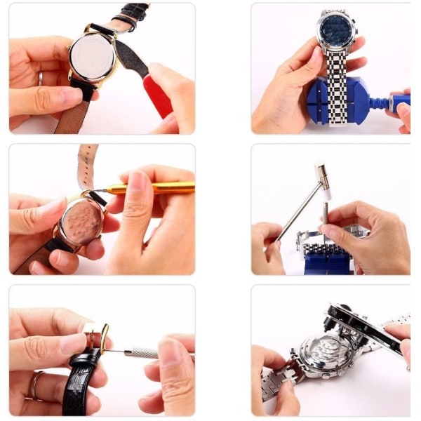 Klocka Reparation Verktyg Kit Armband Pin Remover Låda Klocka Movement Öppnare Fjäder Stång Bänd Klocka Batteri Byte Verktyg