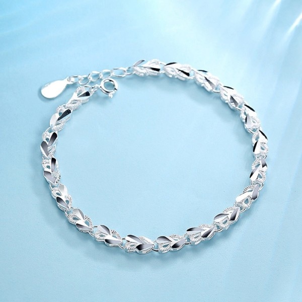 925 Sterling Sølv Hjerte Charm armbånd &Bangle Håndlavet Fest Bryllup Smykker Til Kvinder