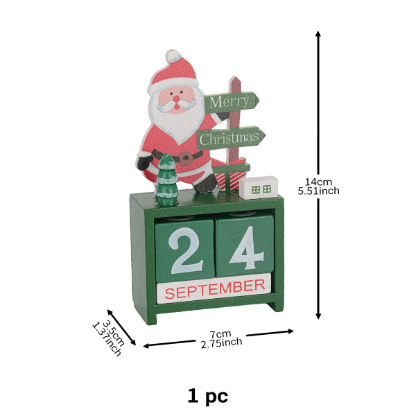 Jul Trä kalender prydnad nedräkning tomten snögubbe gör-det-själv för bordsskiva prydnader