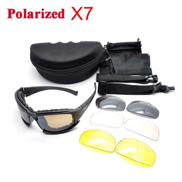 Tactical glasögon 4 lins man skytte glasögon gafas motorcykel polariserade armé solglasögon