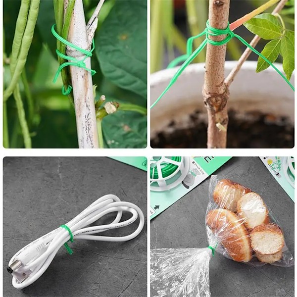1 Rull 100M Multifunktionell Plast Stål Twist Slips Stabil Återanvändbar Trädgård Blomma Växt Stöd Rem Klips