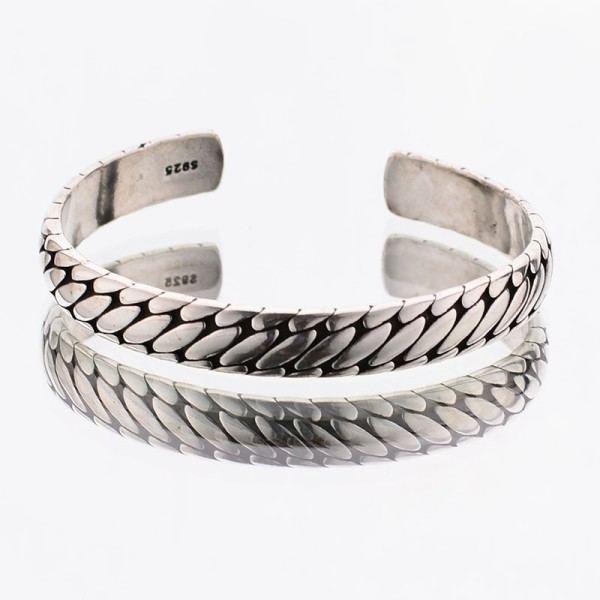 Sølv Farve  Retro Oval Mønster Damer Armbånd Åbent Minimalistisk Stil