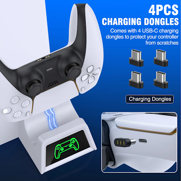 Lodret køling stativ til PS5 Controller Oplader med LED Blæser til SONY Playstation 5 Digital / PS5 Disc Edition Console