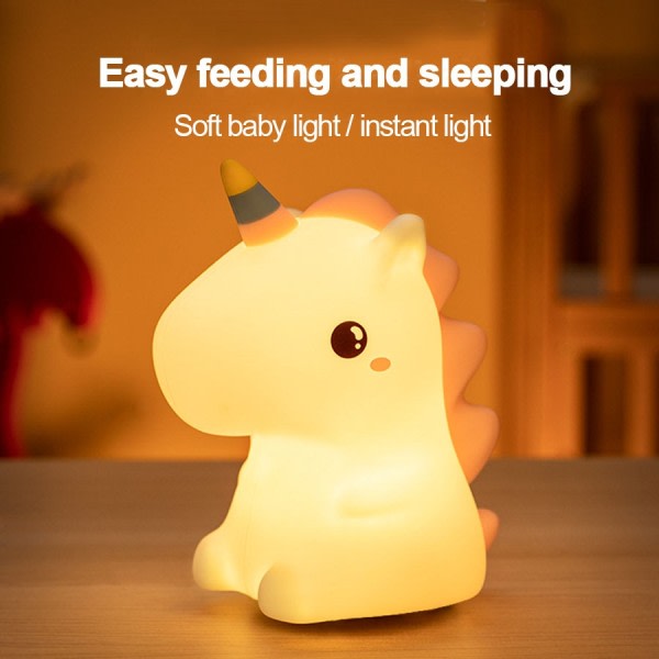 Enhjørning Sød Silicone LED Nat Lys For Børn børn USB Genopladelig  Tegnefilm Dyr Nat Lampe a97e | Fyndiq