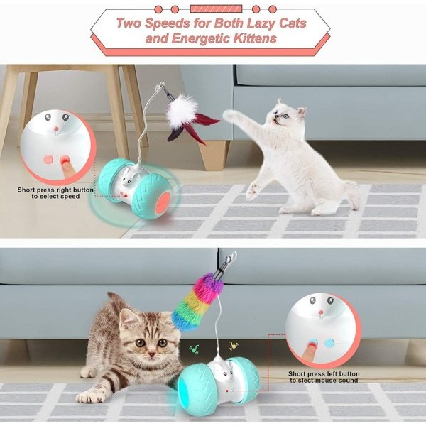 Interaktive Katteleker for inne katter, Automatisk Kattunge leker  Elektronisk med mus og 3 fjær for katter 606a | Fyndiq