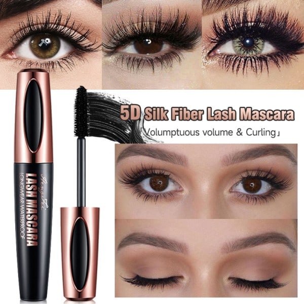 Vattentät Rimel 4D Side Fiber Fransar Mascara Förlänger Ögonfransar Tillväxt fransar