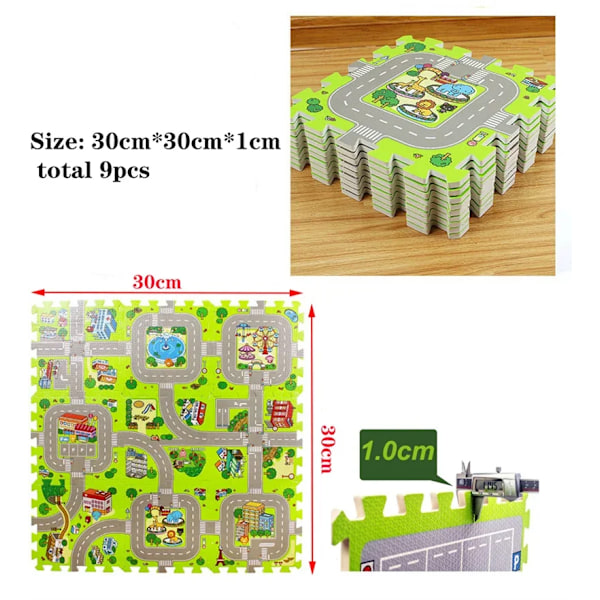 Baby Lek Matta 9 delar  Barn Matta Lekmatta Barn Matta Mjuk Golv Leksaker Väg Trafik Mjuk Golv Hem Inredning