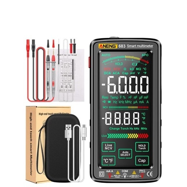 Smart Multimeter High-end Touch 6000 Tæller Multimetro Test Genopladelig Multiester