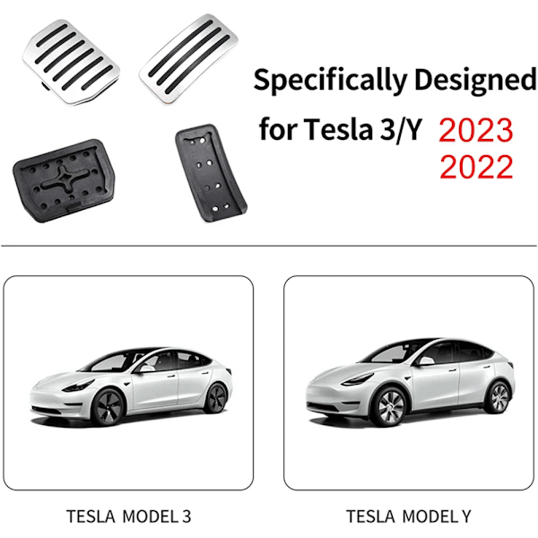För Tesla Modell 3 Y Highland 2024 2023 2022 Fot pedaler Kåpa Tillbehör Aluminium Legering Accelerator Gas Bränsle Broms Stöd Belägg Matta