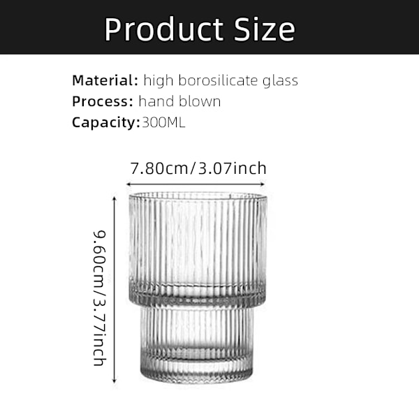 6 bitar glas Kaffe koppar Stablingsbara Glas Stripe Enkel Transparent Cocktail Bar Drycker Soda Vatten Juice Muggar