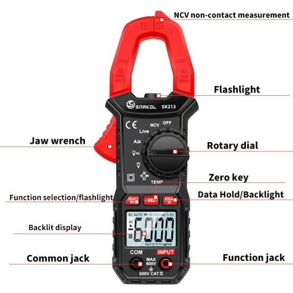 Digital Clamp Meter 600A Current True RMS Smart Tang amperemeter