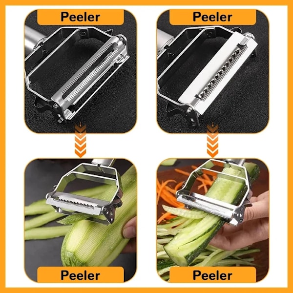4 i 1 Multifunktionel Køkken Peeler Grøntsag Frugt Peeler Rustfrit Stål Holdbar Kartoffel Skærer