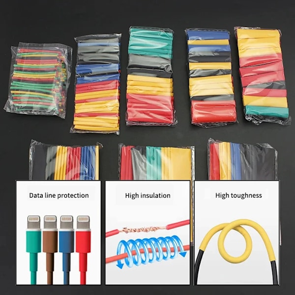 328 stykker Varme Shrinkable Tube Isolation Miljø Beskyttelse Varme Shrinkable  Elektrisk Kabel Sleeving