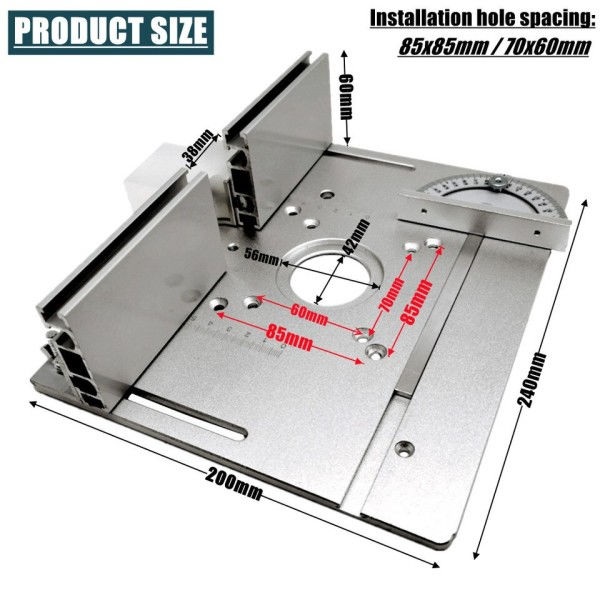 Multifunktionell Aluminium Router Bord Insats Plåt Träbearbetning Elektrisk Trä Router Flip Plåt