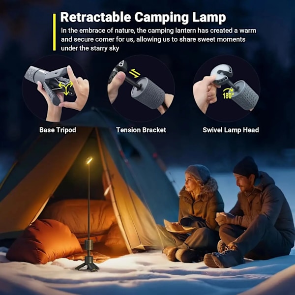 LED Utomhus Camping Lantern UBS Uppladdningsbar Justerbar Färg Temperatur Utomhus Portabel Lantern