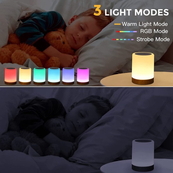 Touch Lampe LED Bord Lampe Sengebord Lampe RGB Bord Lampe Soveværelse Lampe med Touch Sensor