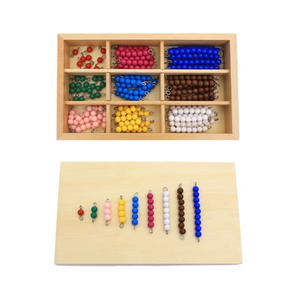 Barn leker montessori materialer pedagogisk tre leke fargerik rut brett perler matematikk leker