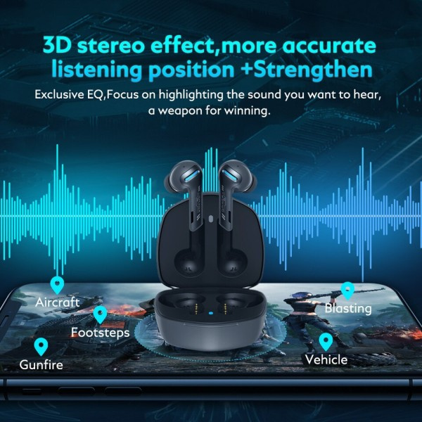 Peli nappikuulokkeet 45ms Low latenssi Kuulokkeet Stereo Ääni Paikannus TWS V5.2 Bluetooth nappikuuloke