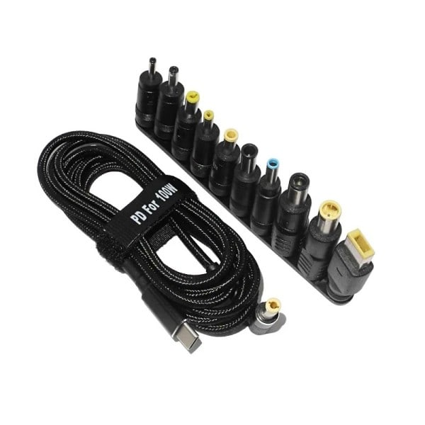 100W Typ C Dc Ström Adapter Jack Anslutning USB Typ C till Universal Snabb laddning Kabel sladd