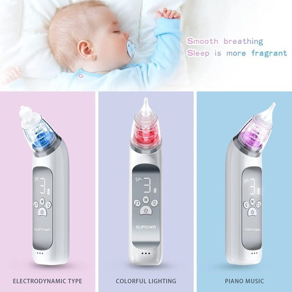 Baby Elektrisk Nasal Aspirator Nos Sug Device med Mat Grade Silicon Munpiece