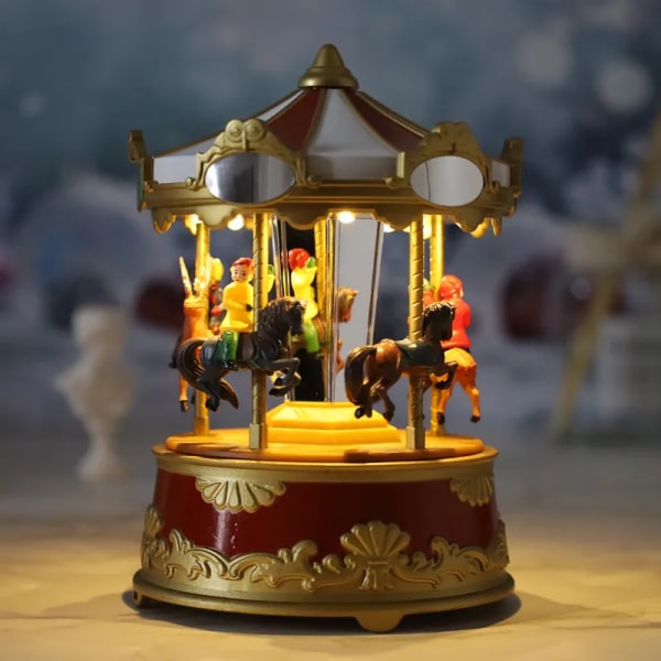 Karusell Musik Låda Med LED Ljus Gåva För Flickor Barn Jul Födelsedag