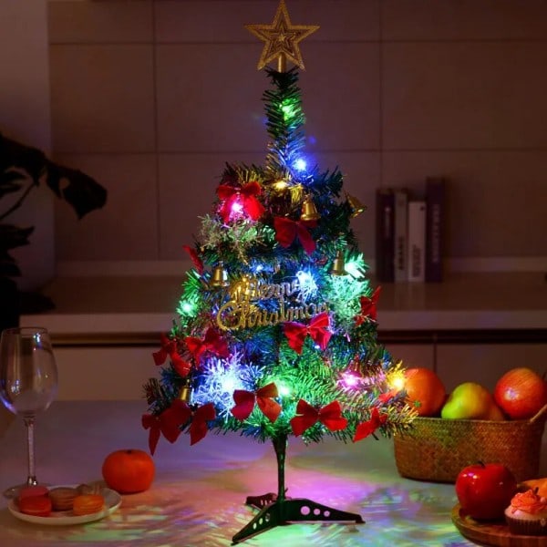 Jul tre skrivebord jule Operert med LED streng lys stjerne tretop jule kort pynt
